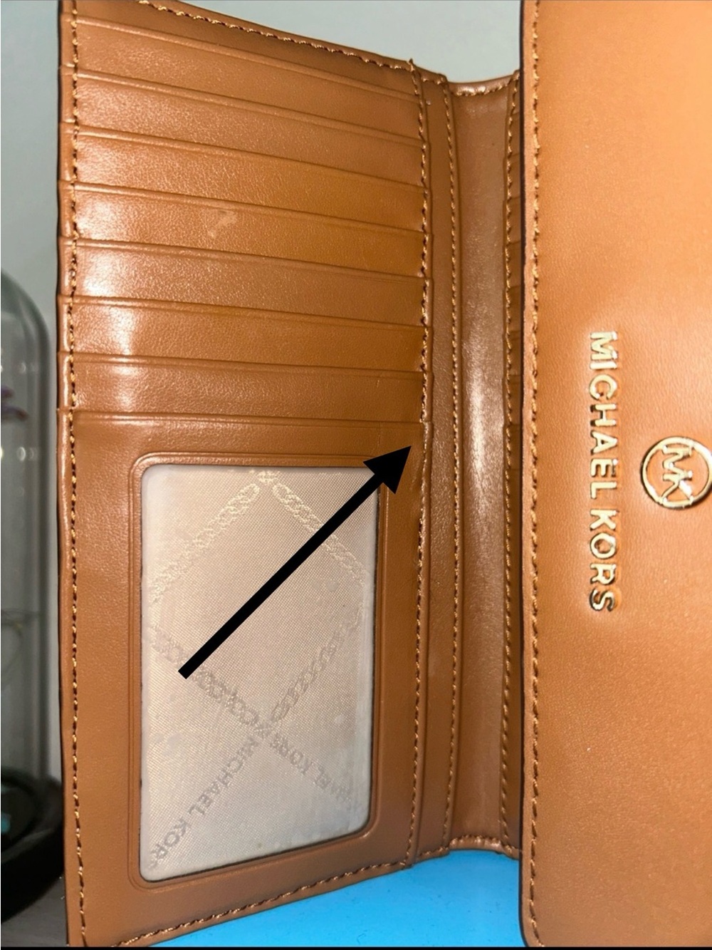 Michael Kors Tan Leather & Signature Canvas Continental Wallet - Picture 3 of 9